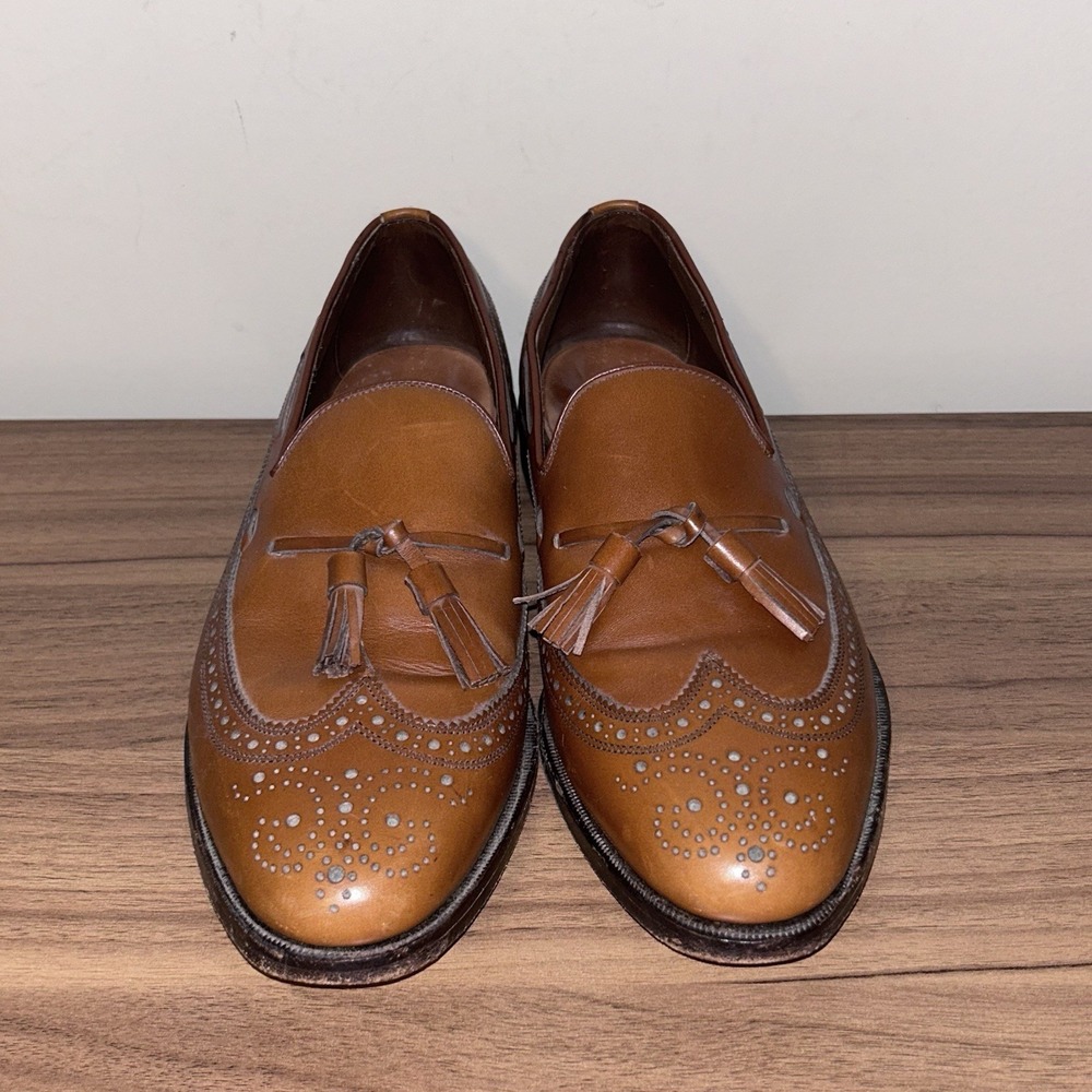 Allen Edmonds Loafers Men's 10D XX Brown Leather Longwing Tip Tassel 44640 - Picture 3 of 9